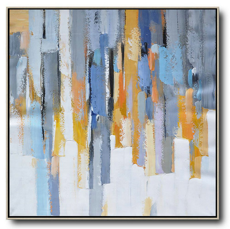 Handmade Large Contemporary Art,Oversized Contemporary Art,Large Paintings For Living Room,White,Yellow,Blue,Grey,Orange.etc